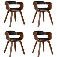 Shumee  Jedálenské stoličky 4 ks čierne ohýbané drevo a umelá koža, 3092383 - cena, porovnanie