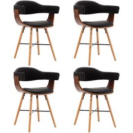 Shumee  Jedálenské stoličky 4 ks čierne umelá koža a ohýbané drevo (279491)