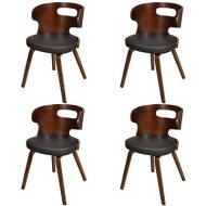 Shumee  Jedálenské stoličky 4 ks hnedé ohýbané drevo a umelá koža (270041) - cena, porovnanie