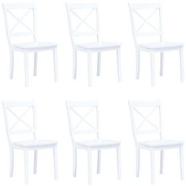 Shumee  Jedálenské stoličky 6 ks biele masívny kaučukovník (277543)
