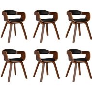 Shumee  Jedálenské stoličky 6 ks čierne ohýbané drevo a umelá koža, 3092389 - cena, porovnanie