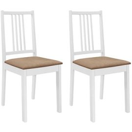 Shumee  Jedálenské stoličky s poduškami 2 ks biele masívne drevo (247634)