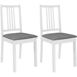 Shumee  Jedálenské stoličky s poduškami, 2 ks, biele, masívne drevo (247636)