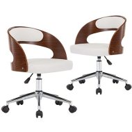 Shumee  Otočné jedálenské stoličky, 2 ks, biele ohýbané drevo a umelá koža (3054911) - cena, porovnanie