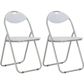 Shumee  Skladacie jedálenské stoličky 2 ks biele umelá koža (284408)