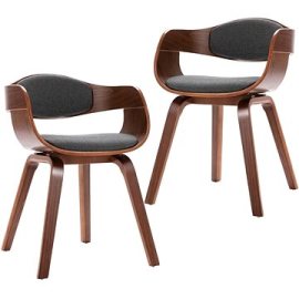 Shumee  Jedálenská stolička, 2 ks, ohýbané drevo a sivý textil (287389)