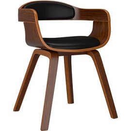 Shumee  Jedálenská stolička čierna ohýbané drevo a umelá koža, 3092371