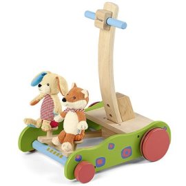 Sterntaler Chodítko dřevěný vozík zajíc a liška