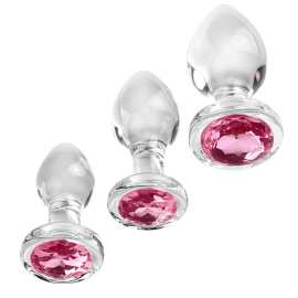 Adam & Eve Pink Gem Glass Plug Set