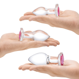 Gläs Heart Jewel Glass Anal Training Kit