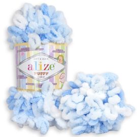 Alizé Priadza Puffy Color 5865 modro biela 100 g 9 m