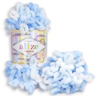 Alizé Priadza Puffy Color 5865 modro biela 100 g 9 m - cena, porovnanie