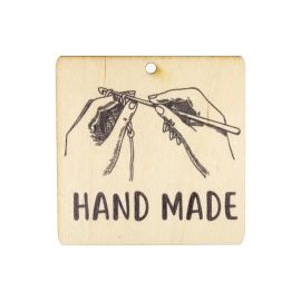Noezon Drevený štítok Hand Made 6x6cm 16993
