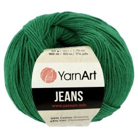 YarnArt Priadza Jeans tmavá zelená 52, 50 g, 160 m