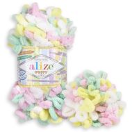 Alizé Priadza Puffy Color 5862 mix pastelových farieb (ružová, zelená, žltá, biela) 5862 100 g 9 m - cena, porovnanie