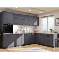 Rohová kuchyňa Lisa pravý roh 300x220 cm (sivá) - cena, porovnanie