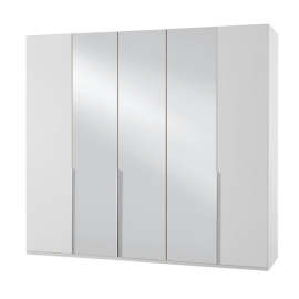 Skříň Moritz - 225/236/58 cm (bílá, zrcadlo)