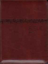 Bible se zipem, hnědá, výřezy