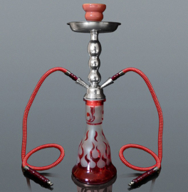 Shisha Vodná fajka 47cm/2 FIRE červená s kufríkom