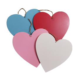 Tabuľka drevená srdce 25cm farebná