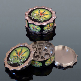 Mlynček na tabak kovový List 6cm