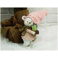 Vianočný medveď s ružovou čiapkou 16 cm - cena, porovnanie