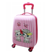 Rogal Ružový pásikavý kufor pre deti "Kitty" M - cena, porovnanie