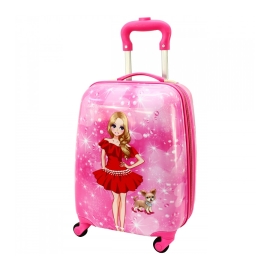 Rogal Ružový detský cestovný kufor "Dolly" M