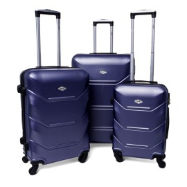Rogal Tmavomodrá sada 3 luxusných škrupinových kufrov "Luxury" M, L, XL
