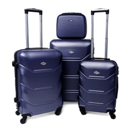 Rogal Tmavomodrá sada 4 luxusných škrupinových kufrov "Luxury" S, M, L, XL