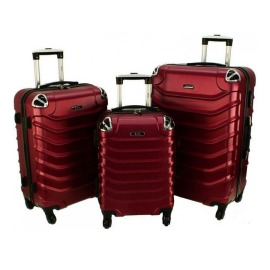 Rogal Tmavočervená sada 3 plastových kufrov "Premium" M, L, XL