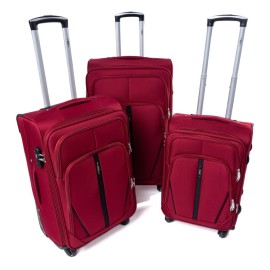 Rogal Tmavočervená sada 3 cestovných látkových kufrov "Practical" M, L, XL