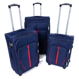 Rogal Modrá sada 3 cestovných látkových kufrov "Practical" M, L, XL