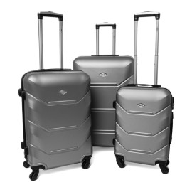 Rogal Strieborná sada 3 luxusných škrupinových kufrov "Luxury" M, L, XL