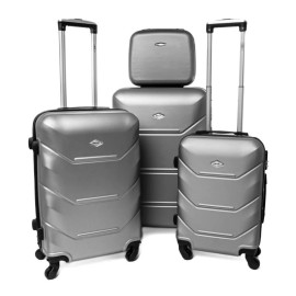 Rogal Strieborná sada 4 luxusných škrupinových kufrov "Luxury" S, M, L, XL