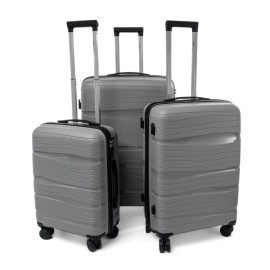 Rogal Sivá sada 3 luxusných škrupinových kufrov "Royal" M, L, XL