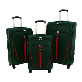 Rogal Zelená sada 3 cestovných látkových kufrov "Practical" M, L, XL
