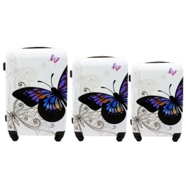 Rogal Sada 3 bielych plastových cestovných kufrov "Butterfly" M, L, XL