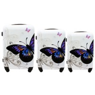 Rogal Sada 3 bielych plastových cestovných kufrov "Butterfly" M, L, XL - cena, porovnanie