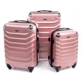 Rogal Ružová sada 3 plastových kufrov "Premium" M, L, XL