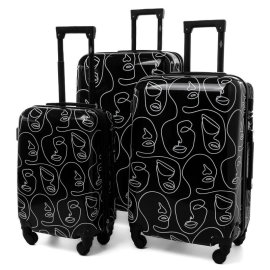 Rogal Čiernobiela sada škrupinových cestovných kufrov "Mystery" M, L, XL