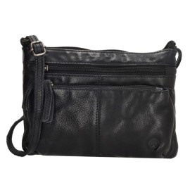 Hide & Stitches Čierna kožená crossbody kabelka „Bonavitta“