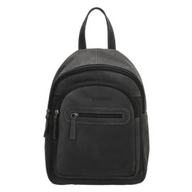 Hide & Stitches Čierny prešívaný batoh z pravej kože „Jupiter“