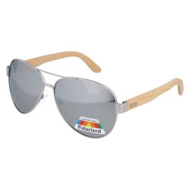Sunmania Strieborné drevené polarizačné okuliare pilotky Wood