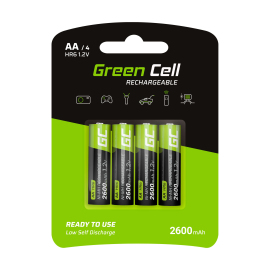Greencell Nabíjateľné batérie 4x AA R6 2600mAh