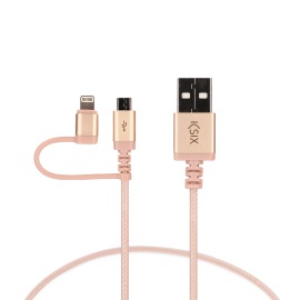 Ksix Nabíjací a dátový kábel 2v1 Micro-USB/lightning na USB