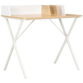 Shumee Písací stôl biely a prírodný odtieň 80 x 50 x 84 cm