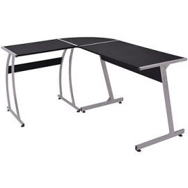 Shumee Rohový kancelársky stôl v tvare L čierny