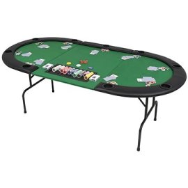Shumee Skladací pokerový stôl pre 9 hráčov 3 diely oválny zelený