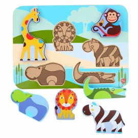 Lucy&Leo 224 Zvieratká zo safari - drevené vkladacie puzzle